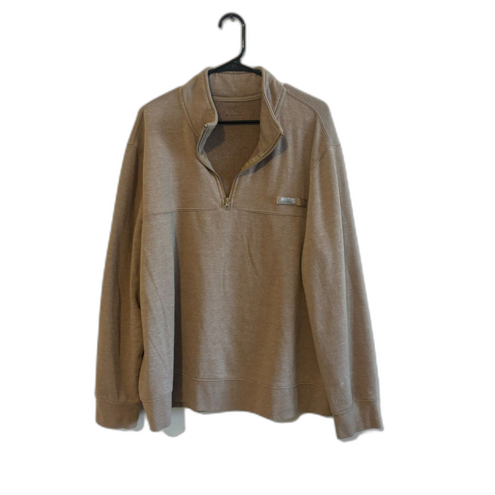 Ocean + Coast Quarter Zip Fleece Pullover Heather Taupe XL